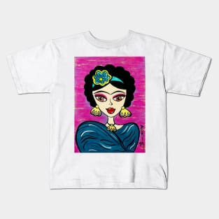 Frida_baby azul profundo Kids T-Shirt